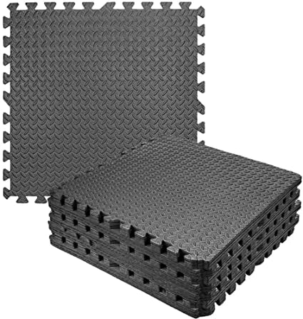 Dense EVA Garage Floor Tiles Interlocking, High Grip Diamond Plate, Hard-Wearing, Anti-Fatigue, Easy Fit, No Tools Needed, Ideal for Heavy Equipment