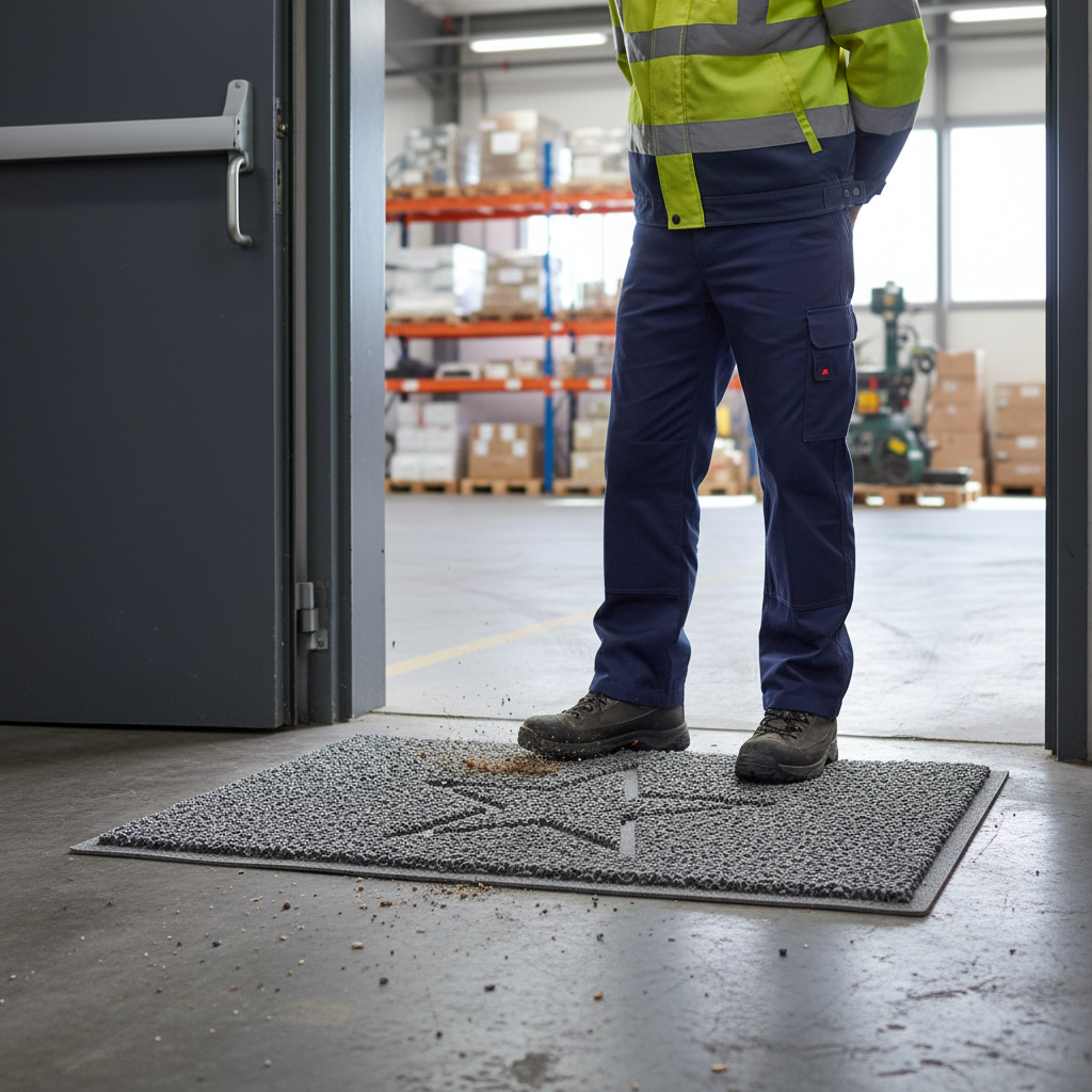 Premium Indoor and Outdoor Star Embossed Spaghetti Doormat with Non-Slip Backing and Machine-Washable Fabric