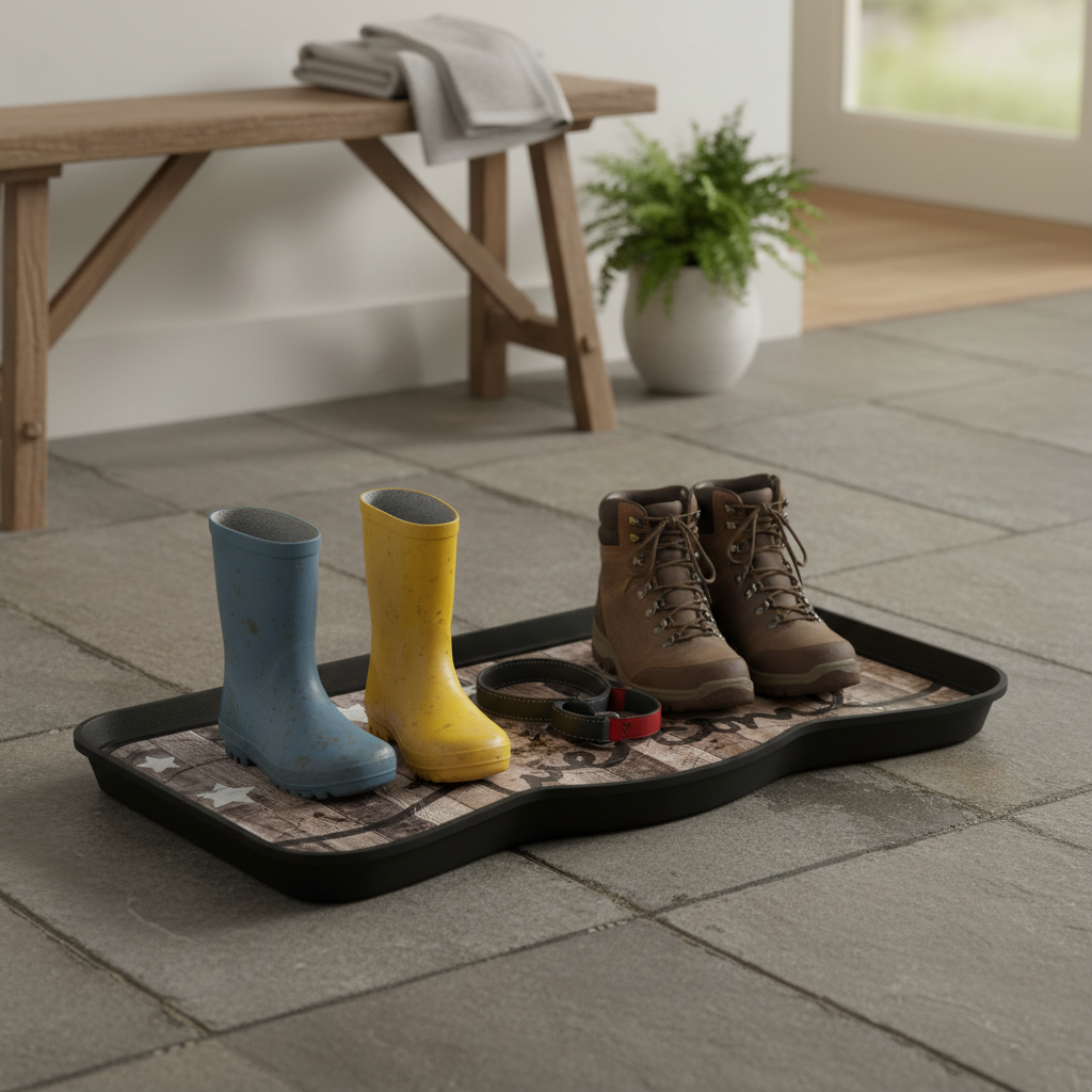 Premium Multi-Purpose Boot Tray for Shoes and Wellies - Stylish Waterproof Design with Raised Edge for Indoor and Outdoor Use