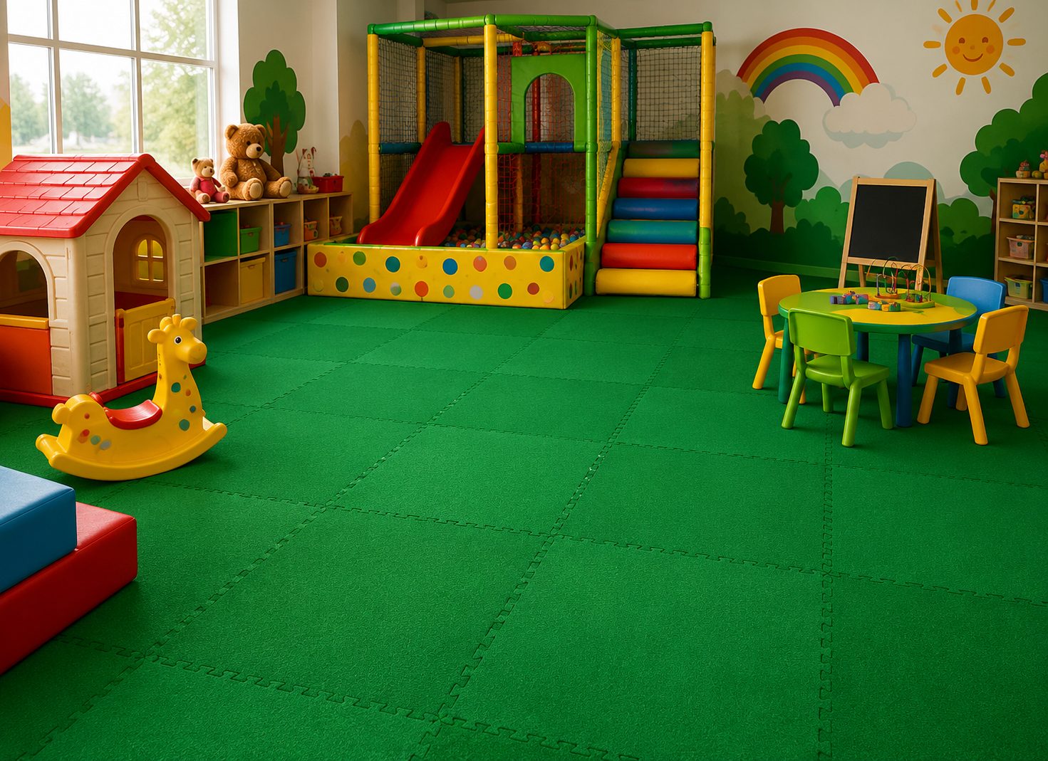 Interlocking 1m x 1m Artificial Grass Tile – Durable & Weatherproof - Size 100cm x 100cm x 18mm For Indoor use
