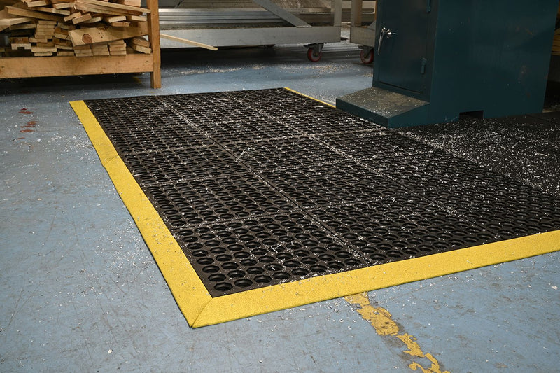 Heavy-Duty Non-Slip Rubber Link Mats with Drainage Holes – 16mm Thick, Ideal for Workshops, Pool Areas & Decking