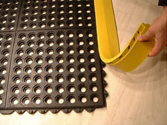 Heavy-Duty Non-Slip Rubber Link Mats with Drainage Holes – 16mm Thick, Ideal for Workshops, Pool Areas & Decking