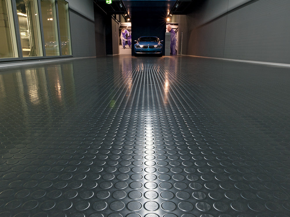 Rubber Garage Flooring Dot Penny Pattern Linear Meter - expressmatting.co.uk