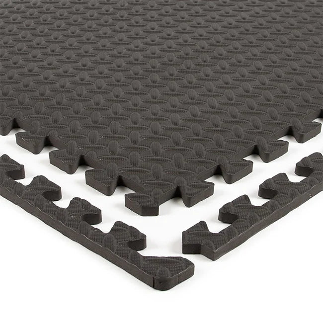 Dense EVA Garage Floor Tiles Interlocking, High Grip Diamond Plate, Hard-Wearing, Anti-Fatigue, Easy Fit, No Tools Needed, Ideal for Heavy Equipment