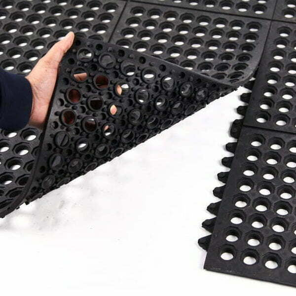 Interlocking Rubber Matting with Drainage Holes - Non-Slip Decking Flooring for Outdoor Safety & Durability