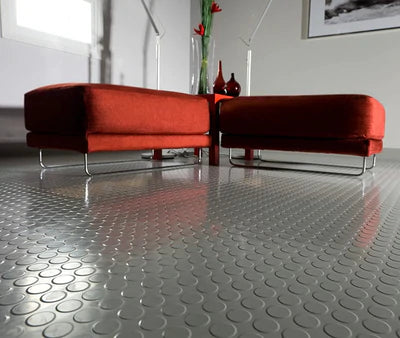 Dim Gray Non Slip Rubber Floor Matting Heavy Duty Dot Stud Penny Pattern