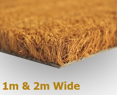 Coir Doormat Heavy Duty Plain Natural 17mm 1m And 2m Wide Any Size Mat - Slip Not Co Uk