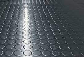 Dark Slate Gray Non Slip Rubber Flooring Rolls Studded Dot Penny Pattern Heavy Duty Rolls Cut Lengths