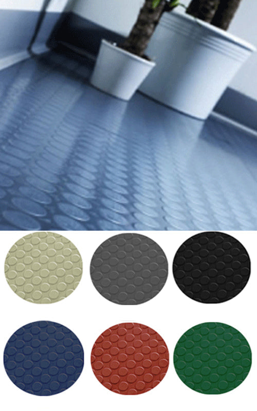 Non Slip Rubber Flooring Rolls Studded Dot Penny Pattern Heavy Duty - expressmatting.co.uk