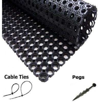 Black Rubber Grass Mats 23mm 150x100cms with Pegs and Ties